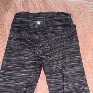 lululemon athletica Black & Gray Striped Kids Leggings